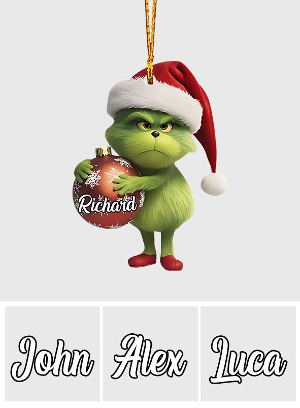 Cute Green Character - Personalized Stole Christmas Ornament