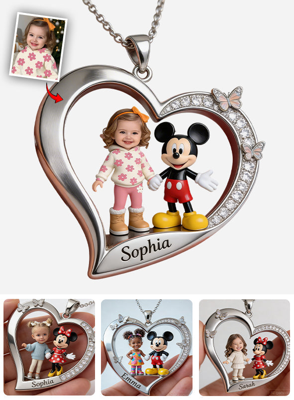 Custom Any Photo - Personalized Mouse Shaped Metal Pendant Necklace