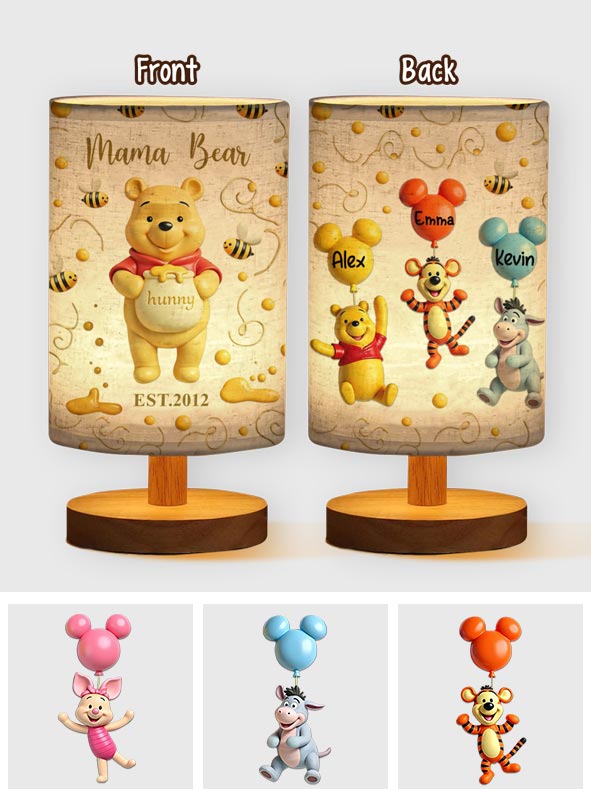 Mama Bear - Personalized Mouse Table Lamp with Wood Base