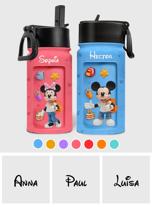 Magical Mouse Ears Ready To Crush School, Fun Gift For Kids - Personalized Mouse Kids Water Bottle