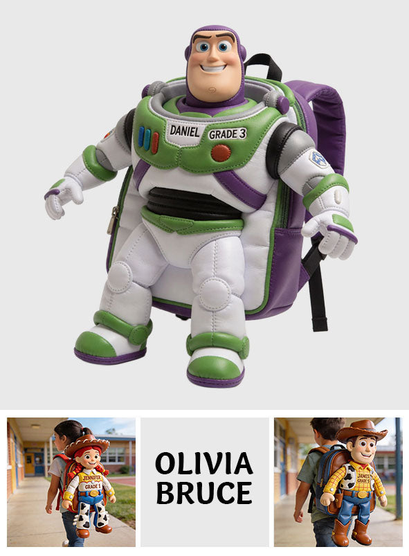 Toy Friendship - Personalized Movie For Kids Changeable Leather Patch Backpack