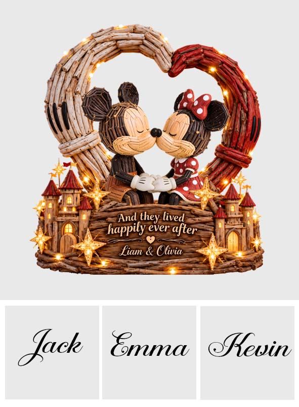 Magic Mouse Couple Heart - Personalized Mouse Acrylic LED Night Light