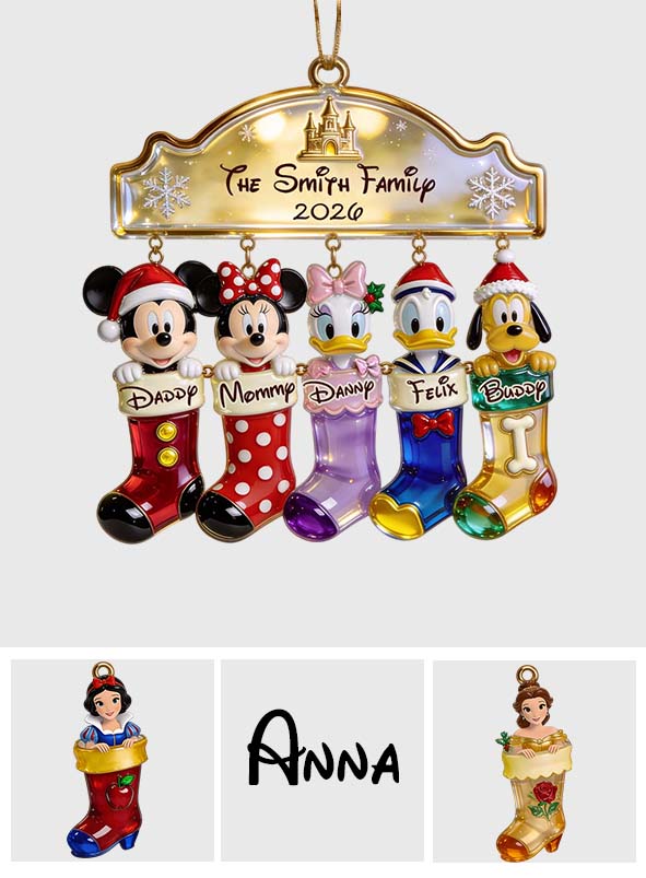 Merry Christmas - Personalized Mouse Ornament With Charm