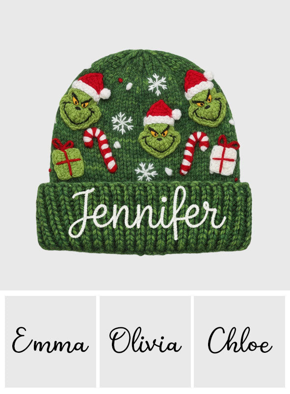 Green Mischief - Personalized Stole Christmas Beanie Hat