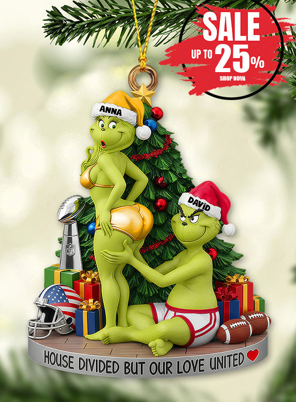 Green Monster Couple - Personalized Stole Christmas Ornament