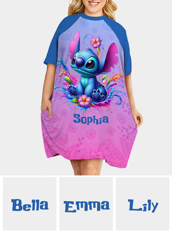 Ohana - Personalized Ohana Sleep T-shirt Dress