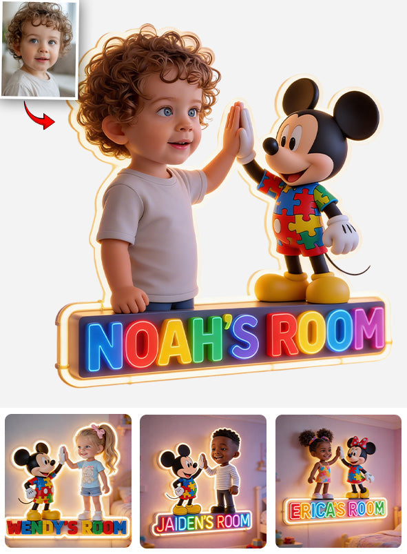 Custom Any Photo - Personalized Autism Awareness LED Light Acrylic Sign
