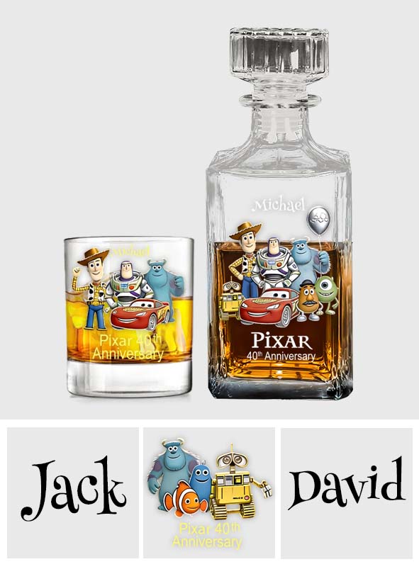 40th Anniversary - Personalized Animation Movie Whiskey Decanter Set