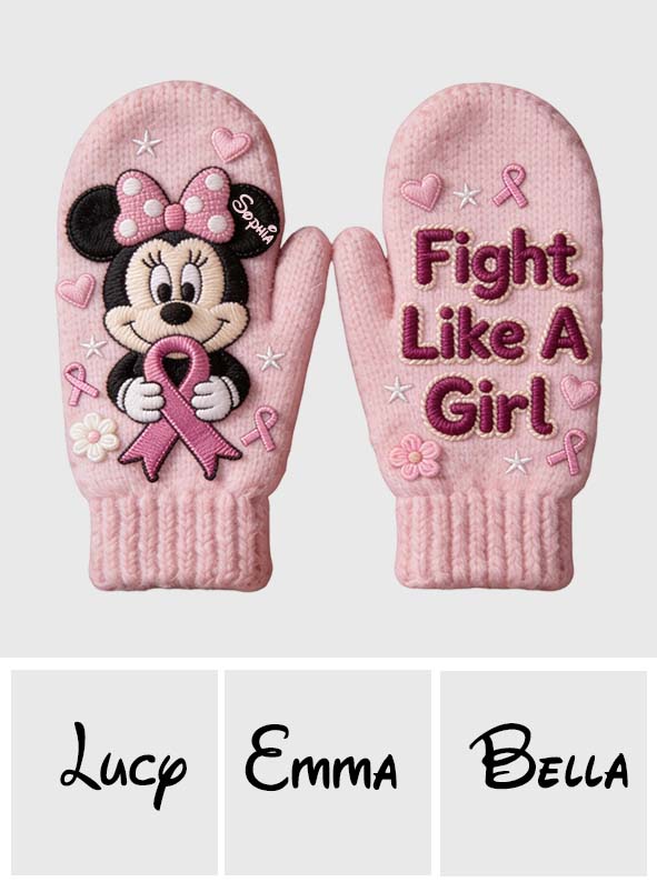 Fight Like A Girl - Personalized Breast Cancer Awareness Knitted Mittens