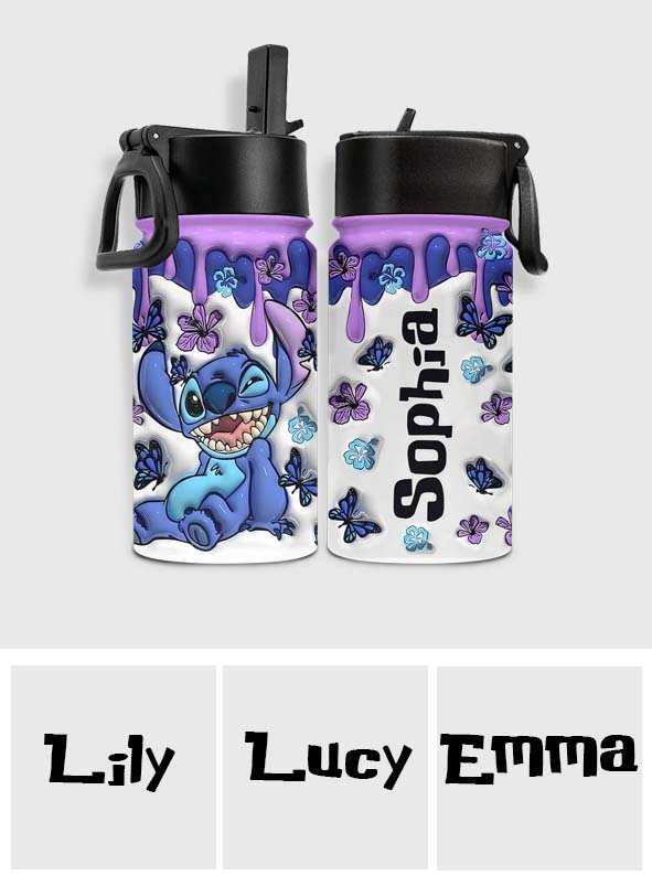 Cute Monster Custom Name - Personalized Ohana Kids Water Bottle