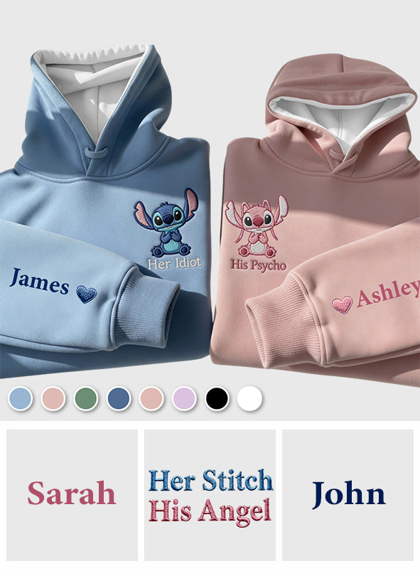 Her Idiot His Psycho, Funny Cartoon Couple Gift - Personalized Ohana All Over Shirt