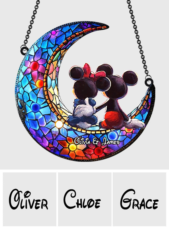 Over The Moon - Personalized Mouse Window Hanging Suncatcher Ornament
