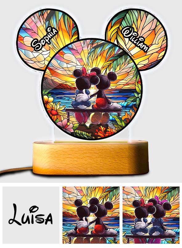 Romantic Sunset - Personalized Mouse Shaped Plaque Light Base