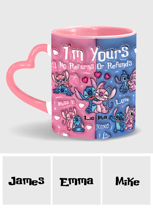 I'm Yours No Returns No Refunds - Personalized Ohana Heart Handle Mug