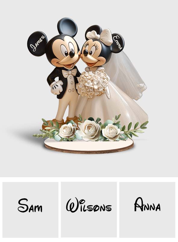 Cute Mouse Couple - Personalized Mouse Freestanding Wood Plaque