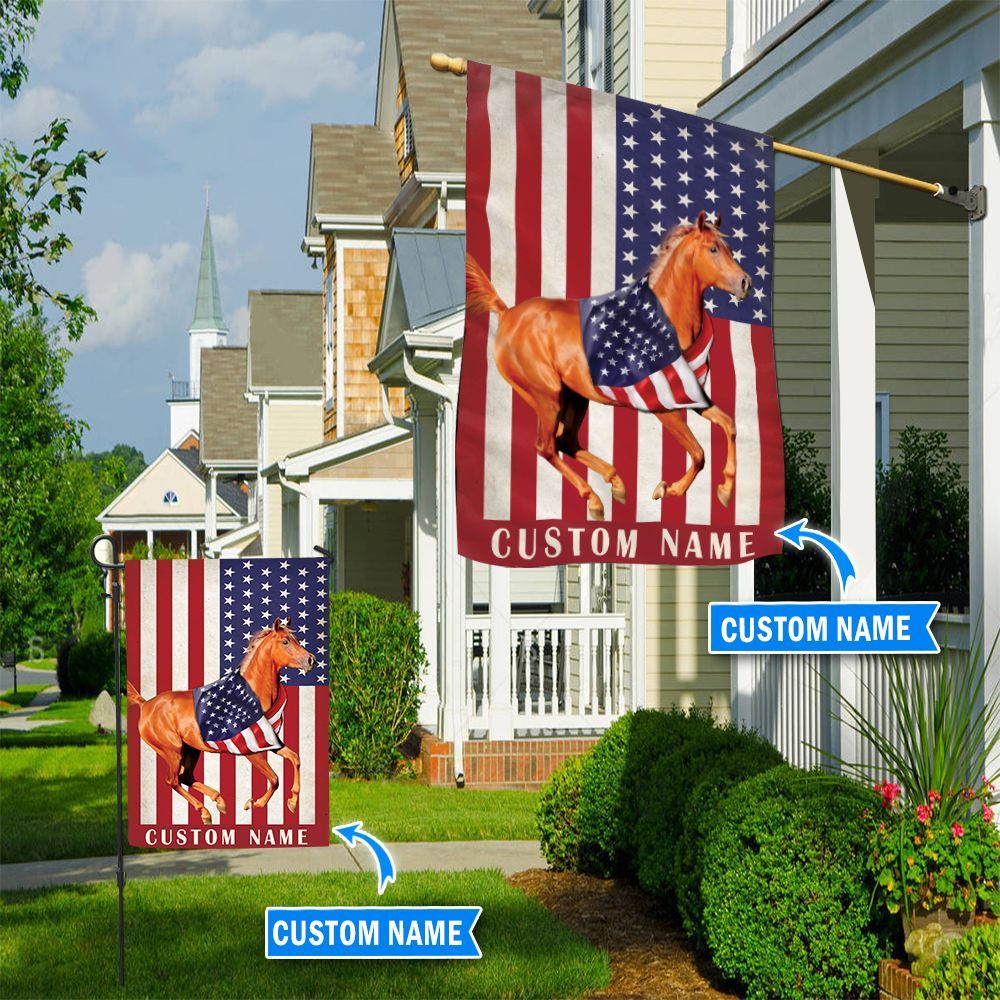 Love Horse Personalized Horse House Flag 0523