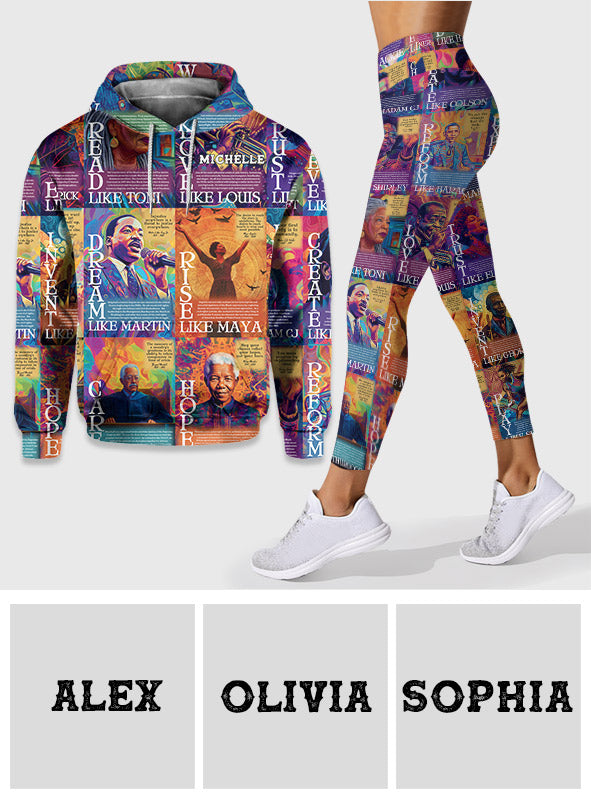 Rise Like Martin Dream Like Maya - Personalized African American Hoodie and Leggings