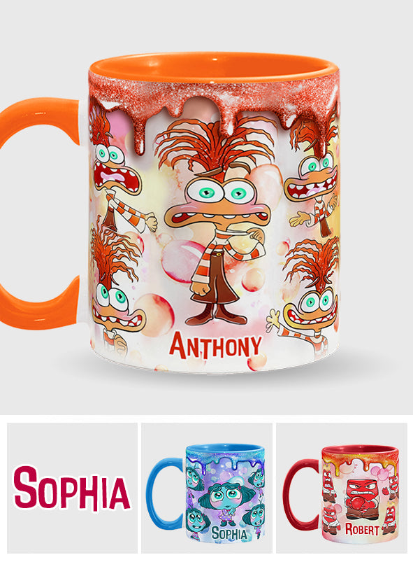 Joy Disgust Anger Sadness Fear Anxiety Envy Ennui Embarrassment - Personalized Accent Mug