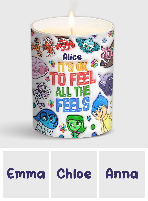 It's Ok To Feel All The Feels - Personalized Candle With Wooden Lid