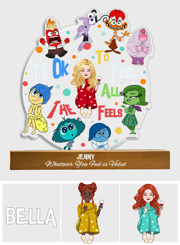 It's Ok To Feel All The Feels - Personalized Shaped Led Night Light
