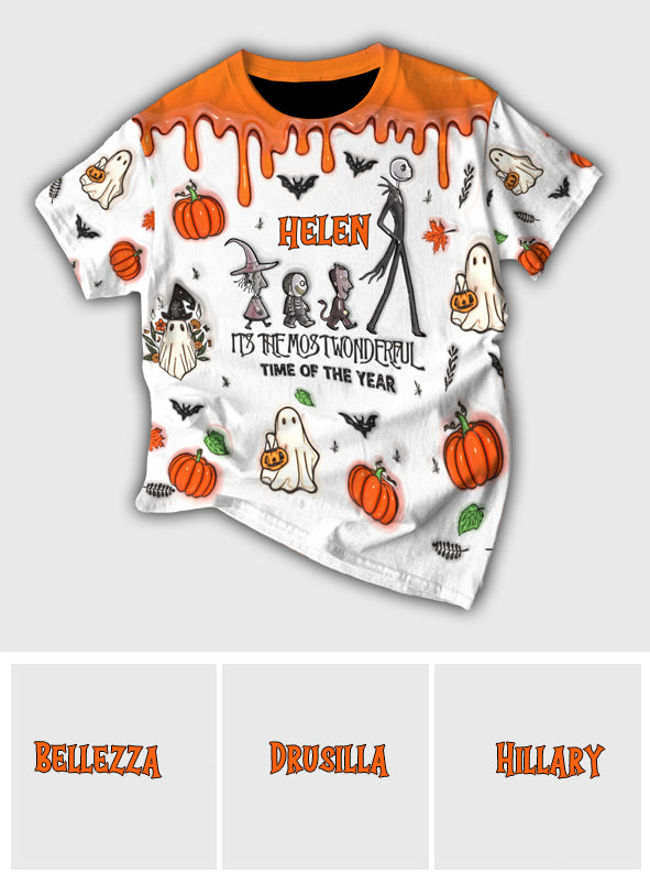 It's The Most Beautiful Time Autumn Skeleton - Personalized Nightmare All Over Shirt