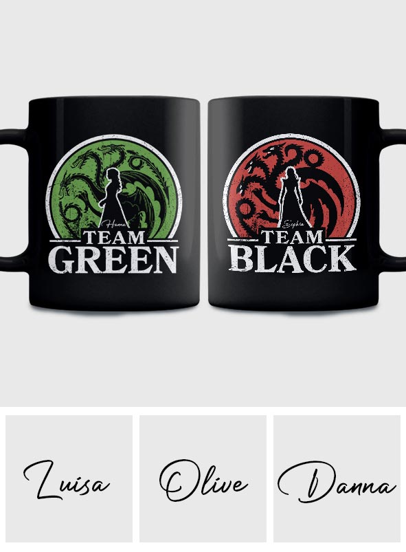 Team Black Vs Team Green - Personalized Thrones Game Mug