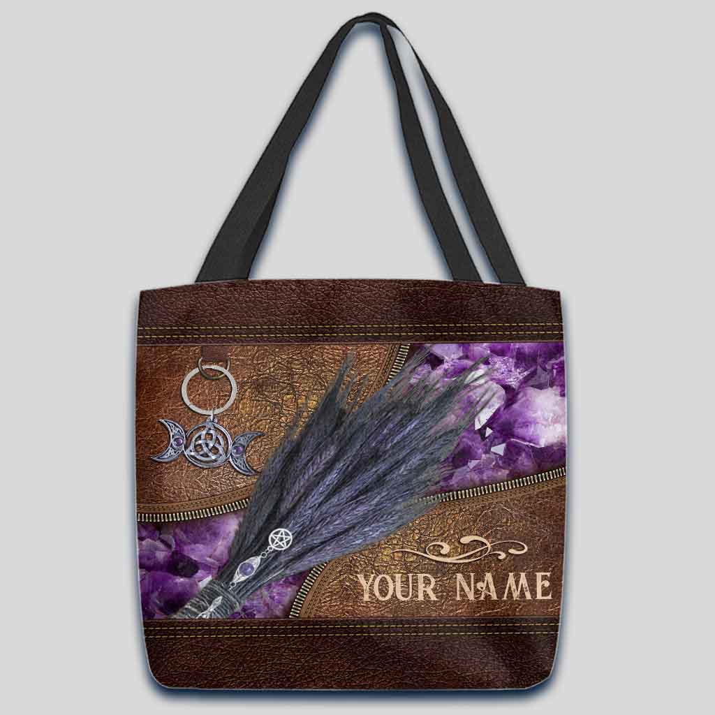 Magic Witch Purple Broom Personalized Tote Bag