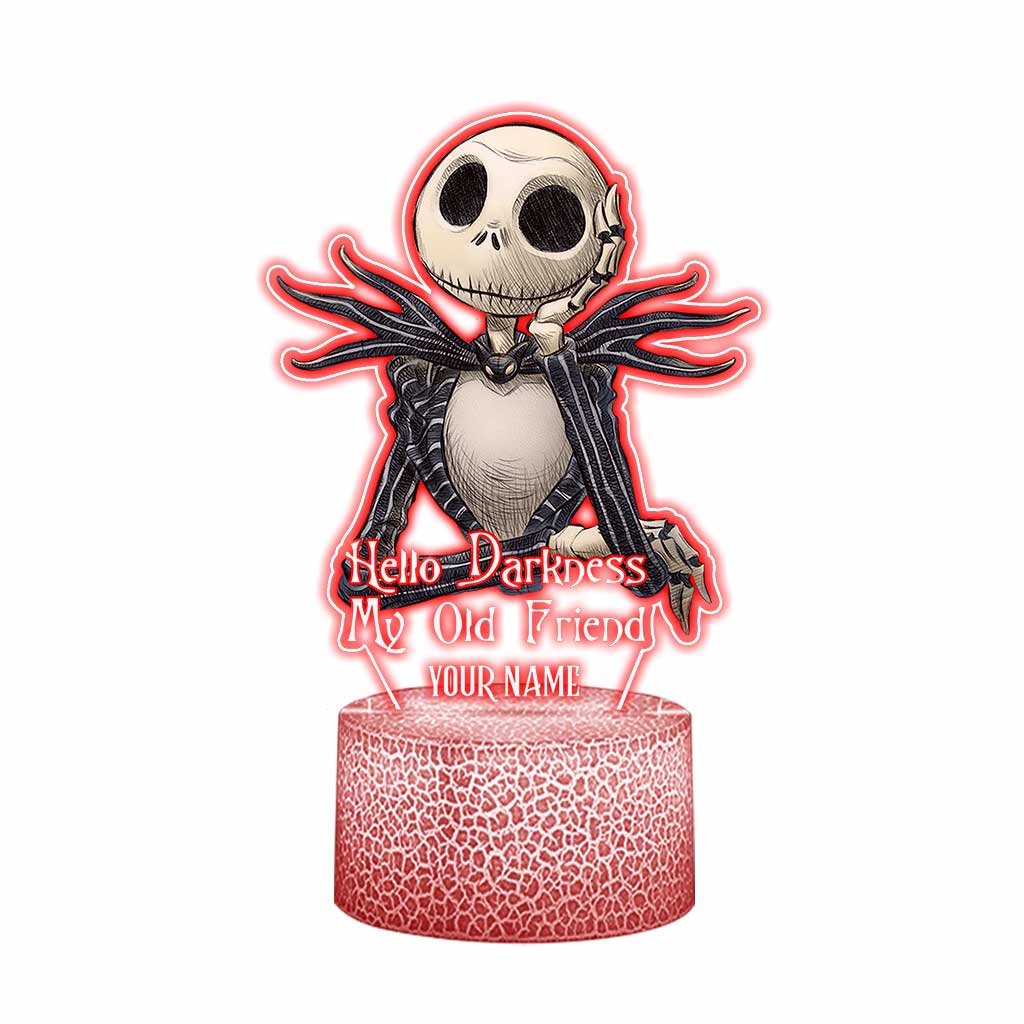 Hello Darkness My Old Friend - Personalized Nightmare Shaped Plaque Light Base