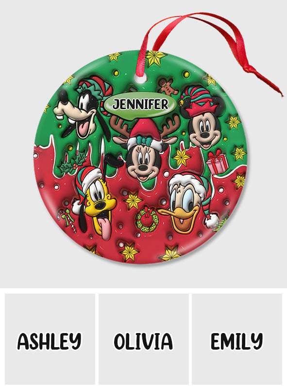 Christmas Is Coming - Personalized Mouse Ceramic Circle Ornament