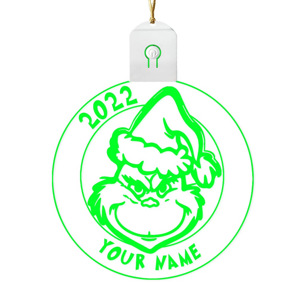 Merry Grinchmas - Personalized Christmas Stole Christmas Round Led Acrylic Ornament