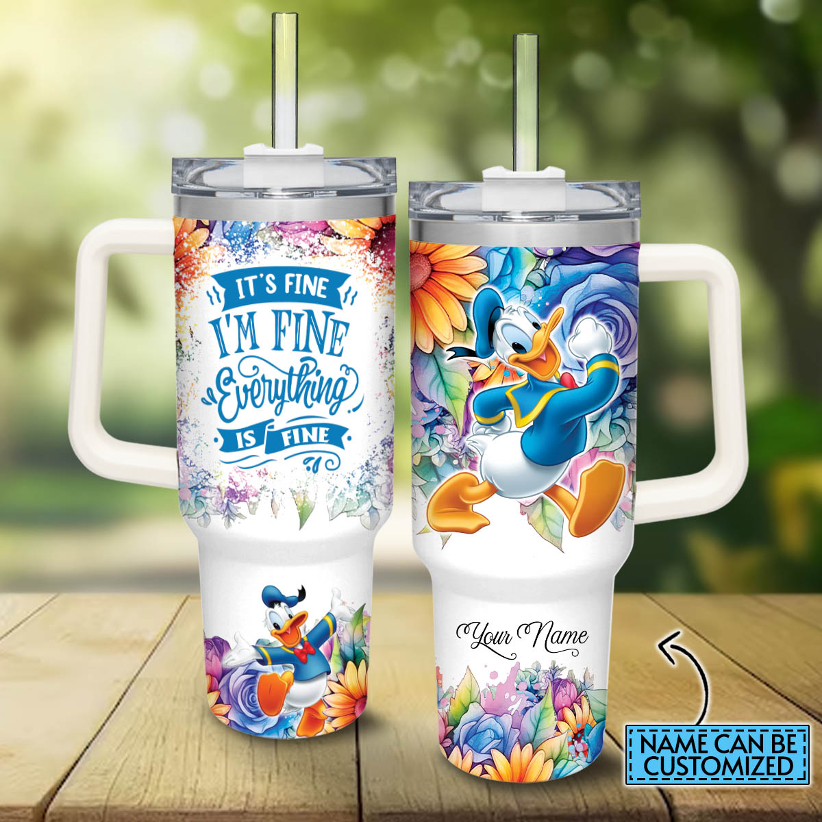 Everything Is Fine Personalized Mouse Tumbler With Handle 0224