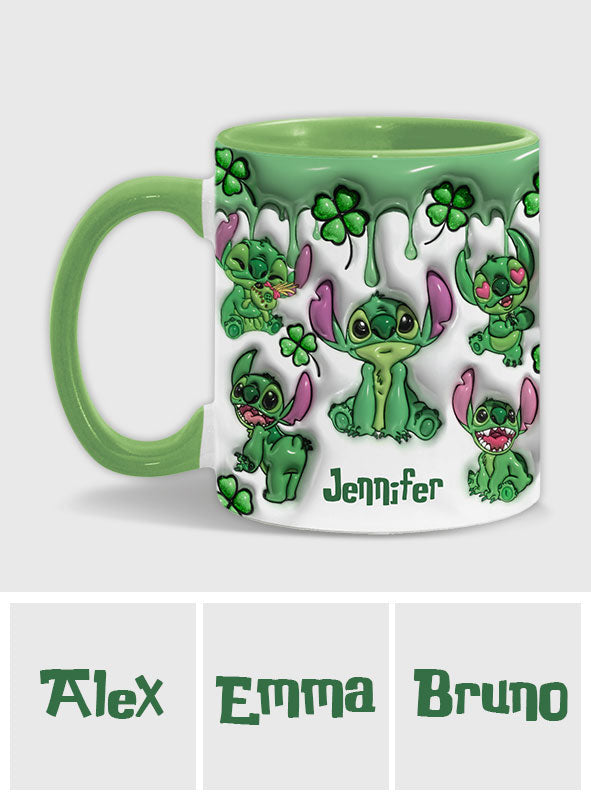 Lucky Ohana Shamrocks - Personalized Ohana Accent Mug