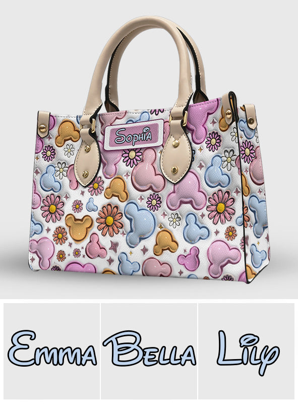 Foral Sping Disney - Personalized Mouse Leather Handbag