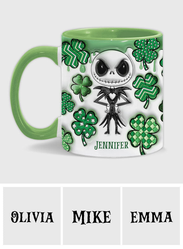 Lucky Nightmare Shamrocks - Personalized Nightmare Accent Mug