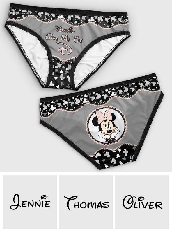 Give Me The D - Personalized Mouse Lace Border Women Briefs