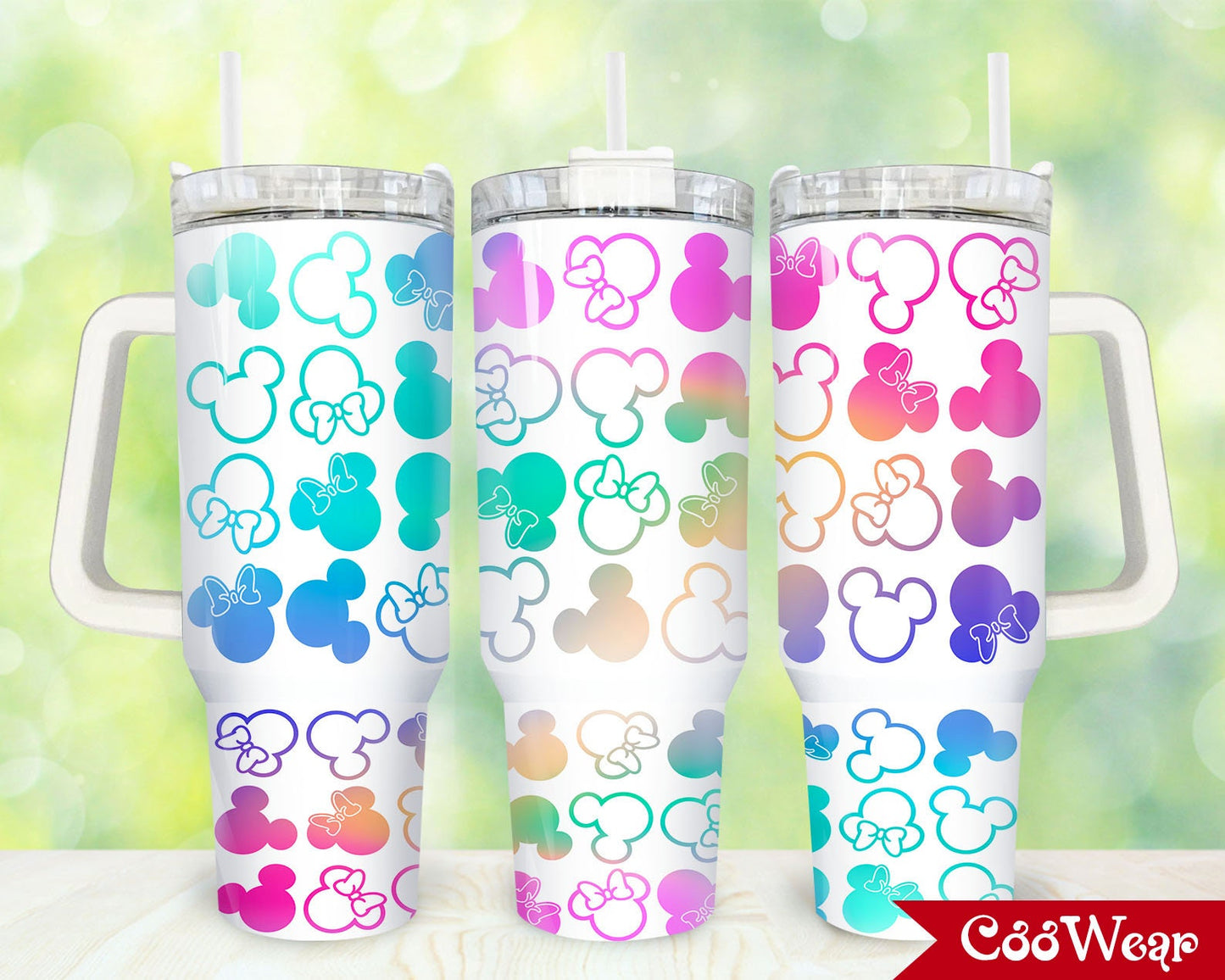 Mouse Pattern Mouse Tumbler With Handle 0224