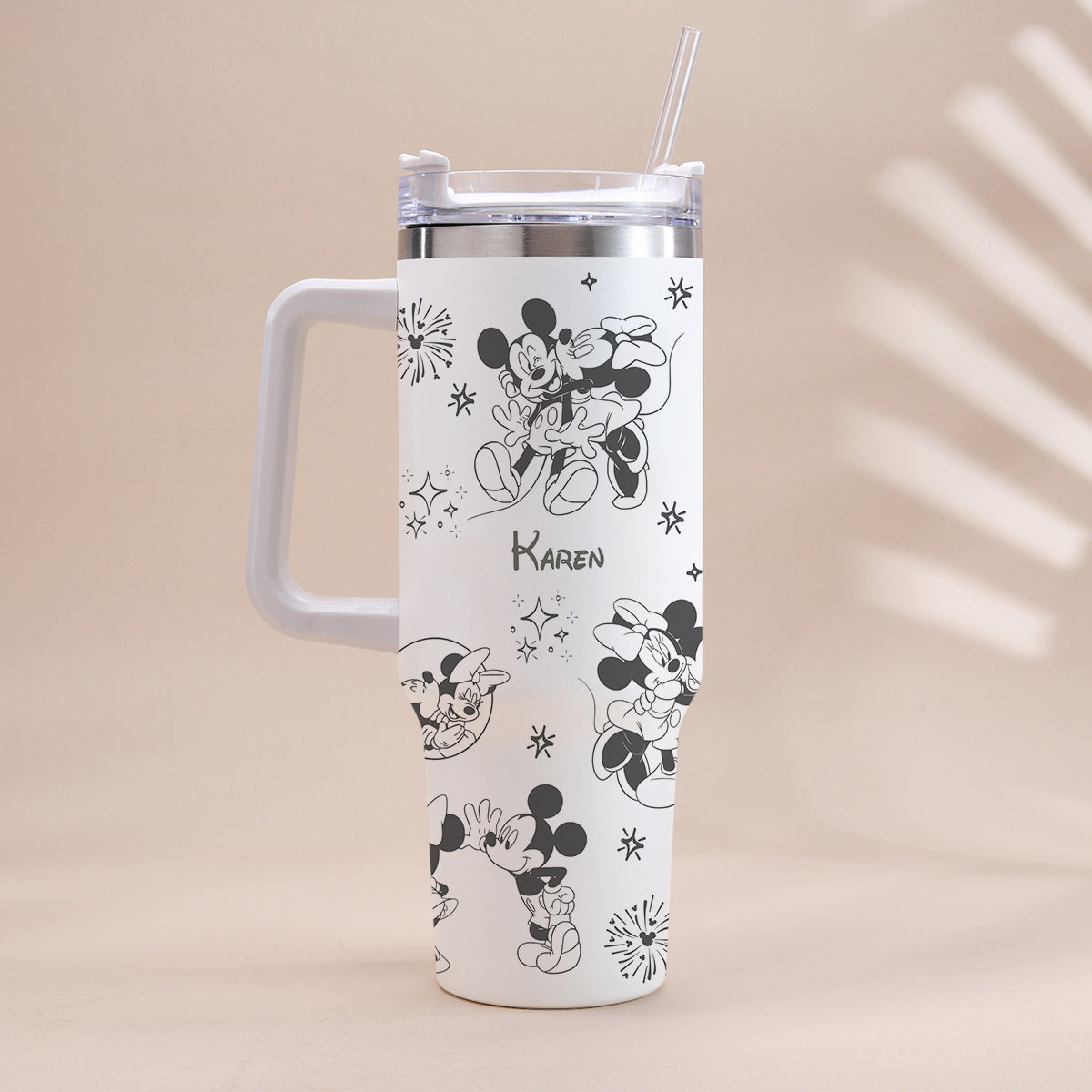 Mouse Couple - Personalized Mouse Tumbler With Handle 0124