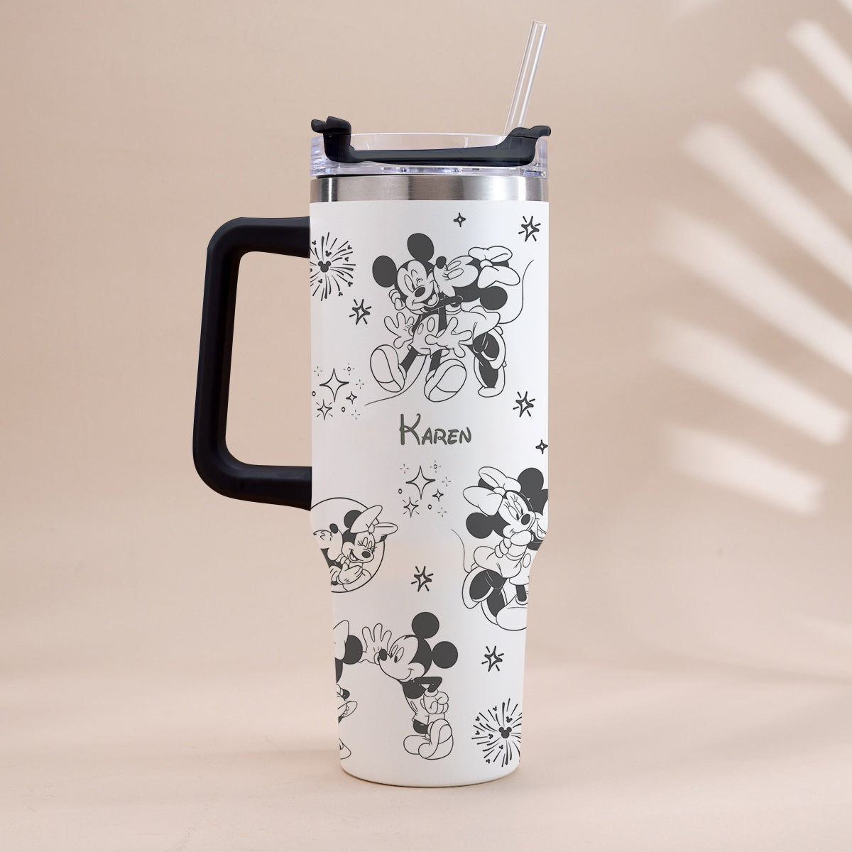 Mouse Couple - Personalized Mouse Tumbler With Handle 0124