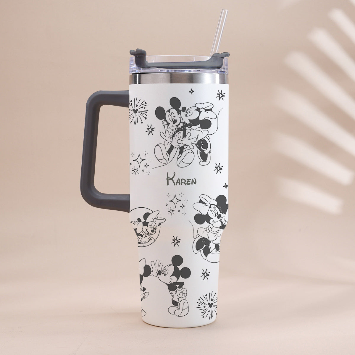 Mouse Couple - Personalized Mouse Tumbler With Handle 0124