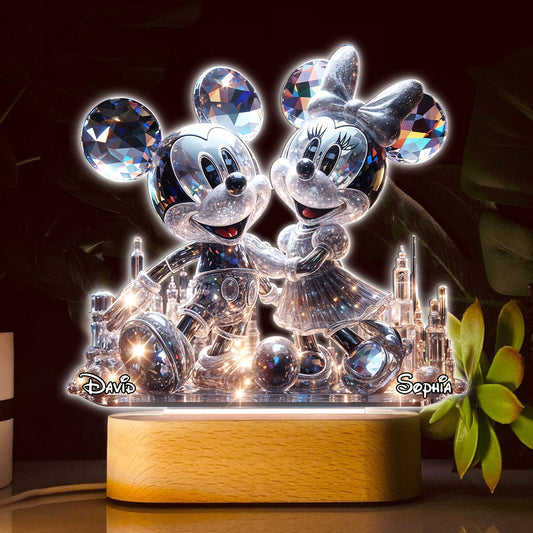 Stunning Mouse Couple - Personalized Mouse Shaped Plaque Light Base