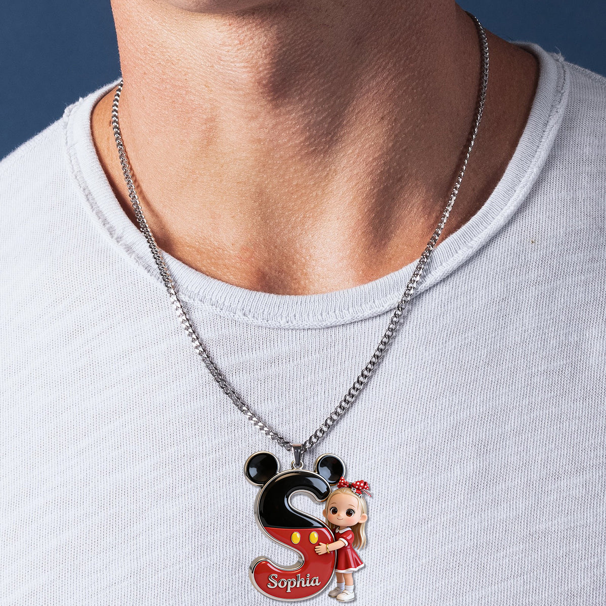 Cute Cartoon Letter - Personalized Mouse Shaped Metal Pendant Necklace