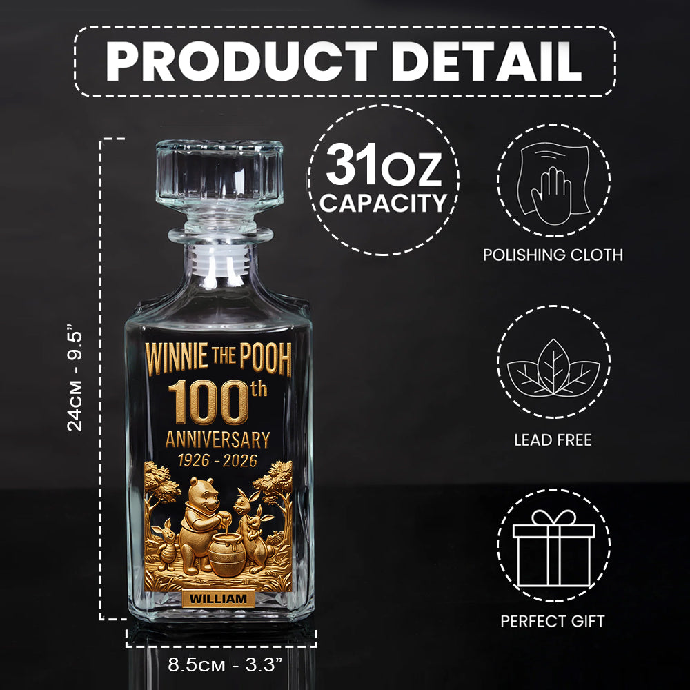 Honey Bear Celebrate 100th Anniversary - Personalized Yellow Bear Whiskey Decanter Set