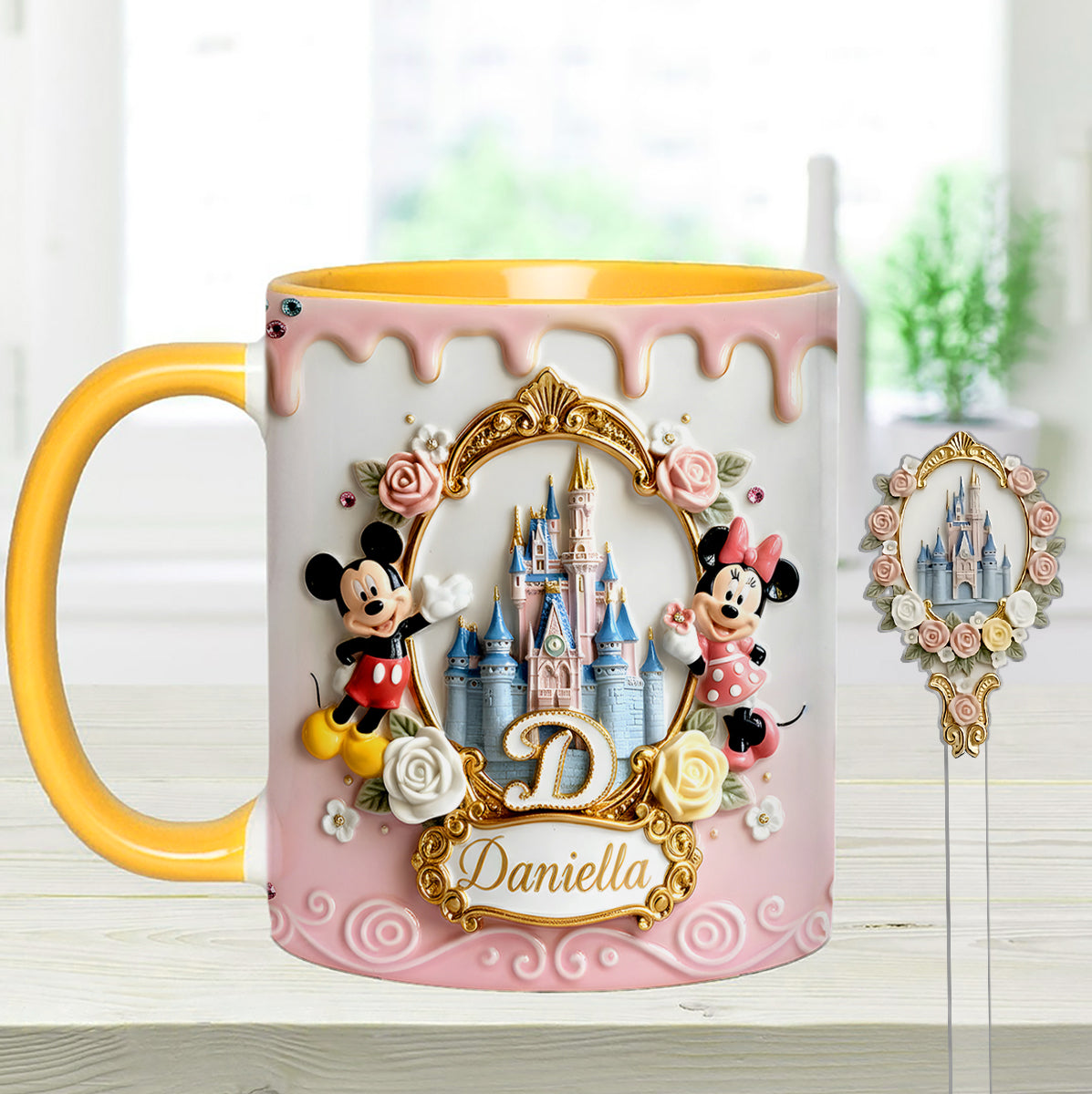 Custom Initial Magic Castle - Personalized Mouse Set Accent Mug with Acrylic Stirres