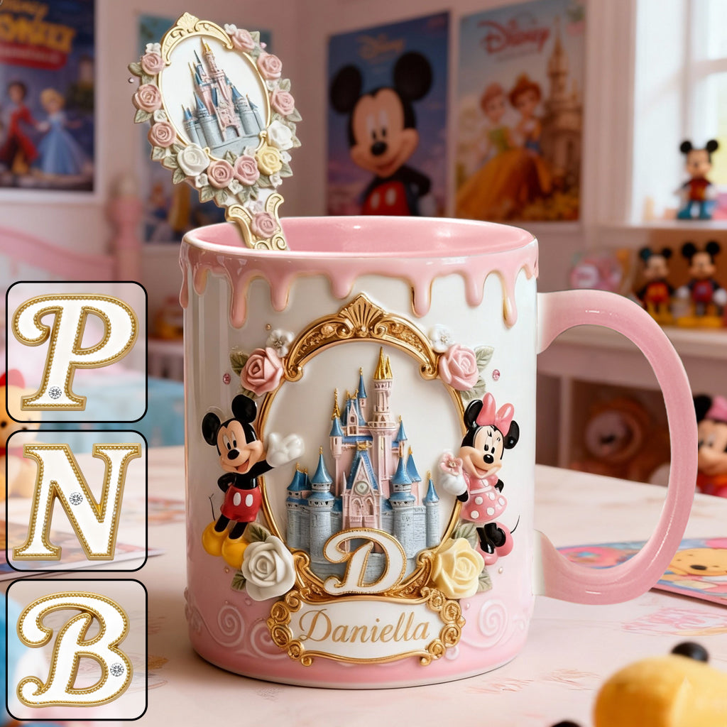Custom Initial Magic Castle - Personalized Mouse Set Accent Mug with Acrylic Stirres