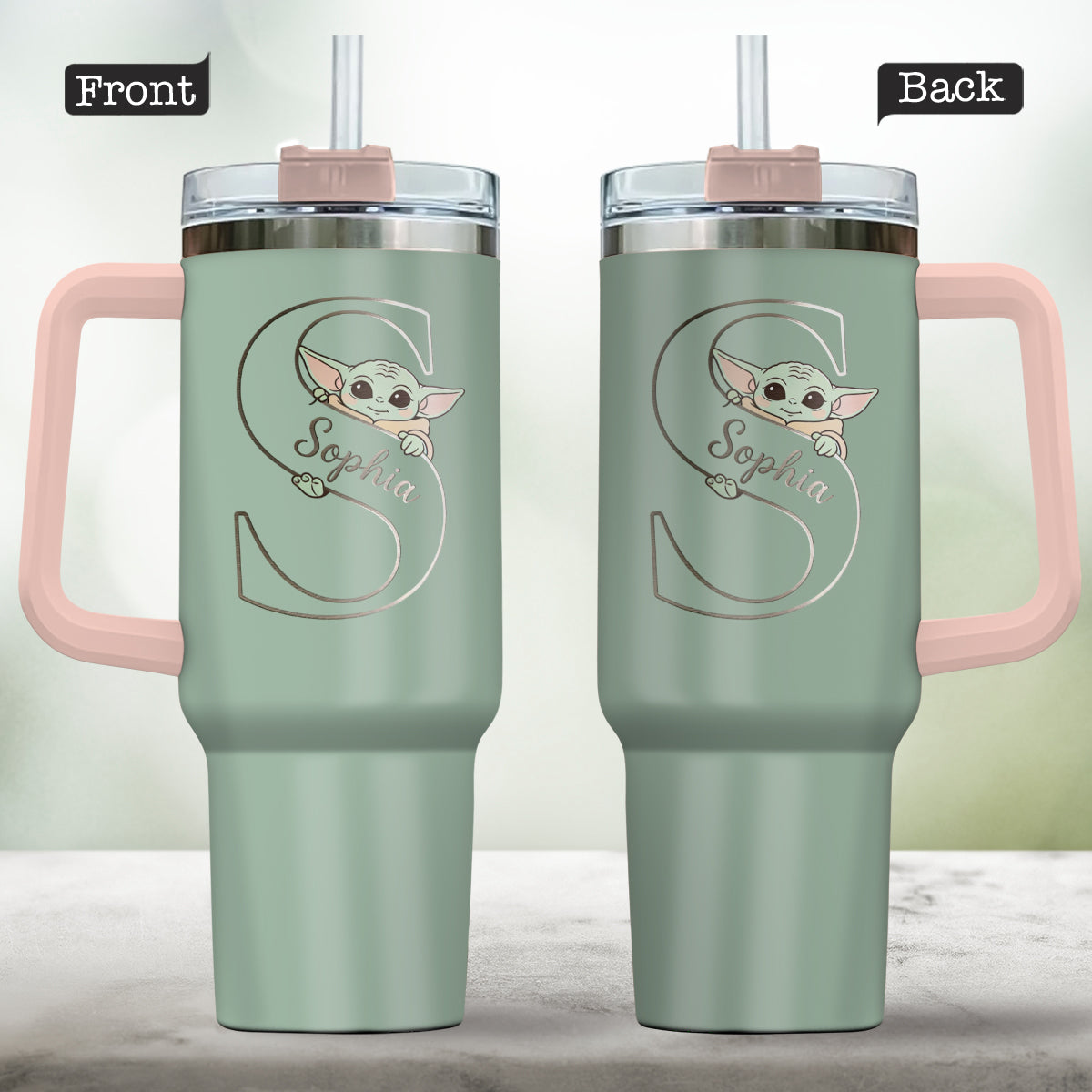 Too Cute I Am Custom Initial - Personalized The Force Tumbler With Handle
