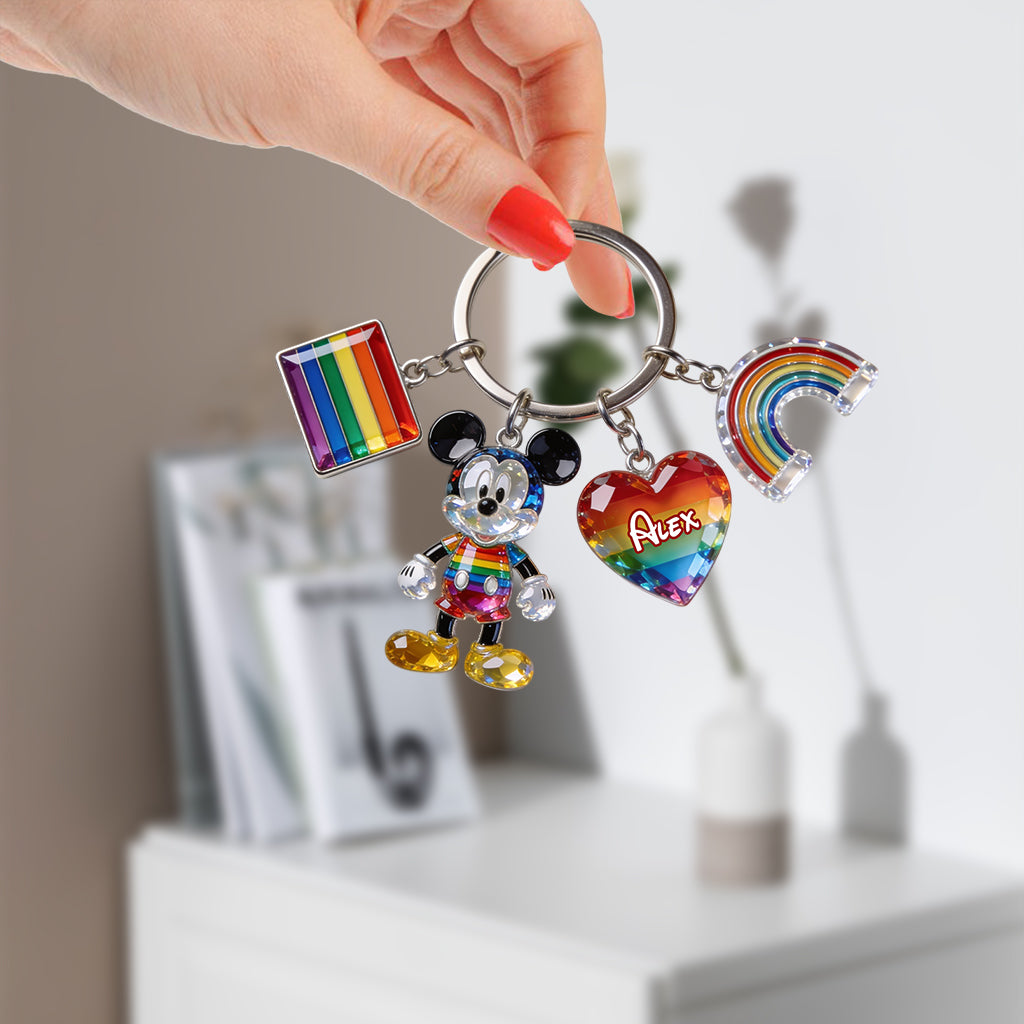 Love Is Love Pride Month - Personalized LGBT Support Premium Keychain With Charms