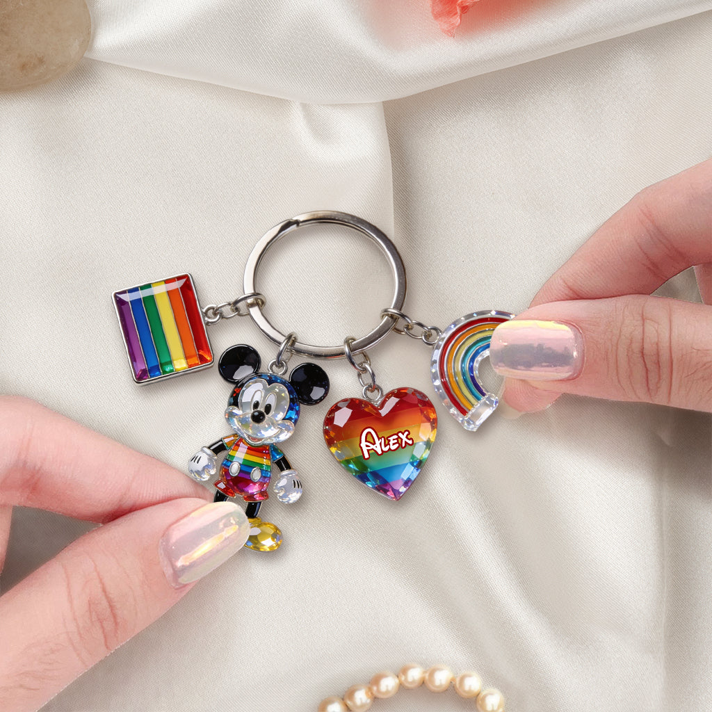 Love Is Love Pride Month - Personalized LGBT Support Premium Keychain With Charms