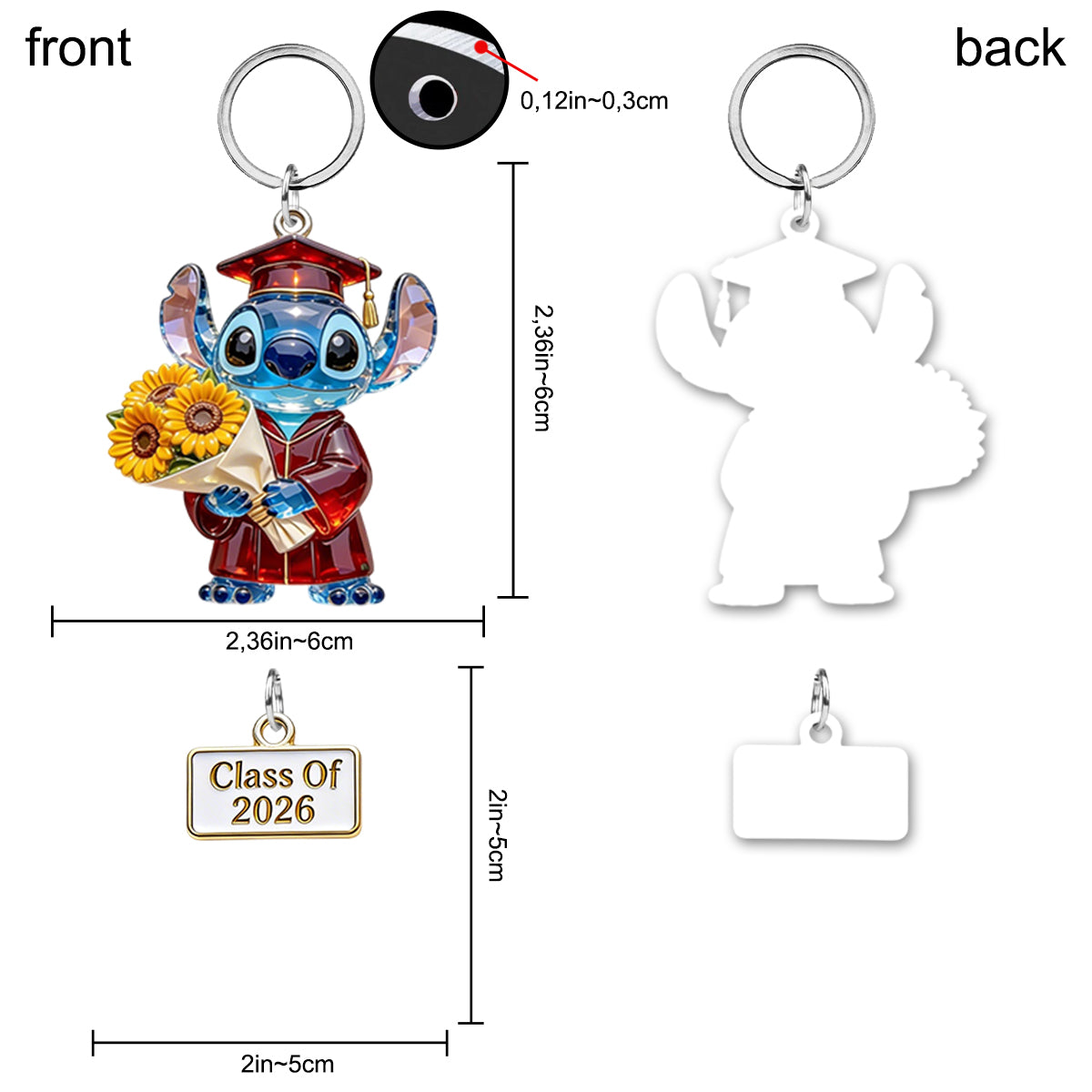 Class Of 2026 - Personalized Ohana Keychain With Charms