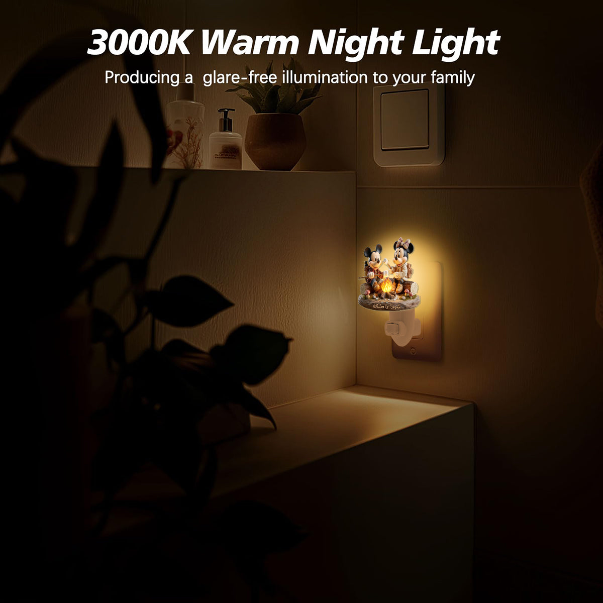 Love Camping Mouse Couple - Personalized Mouse Acrylic Plug-In Night Light