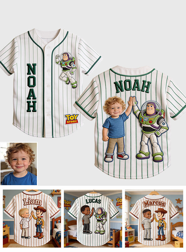 The Story Of Toys - Personalized Movie For Kids Baseball Jersey